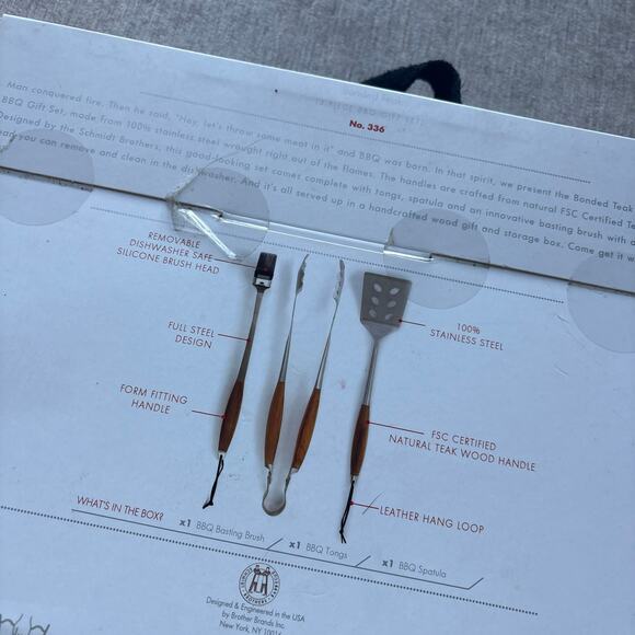 NIB Schmidt Bros Bonded Teak 4-Piece Grill Set - Picture 3 of 7